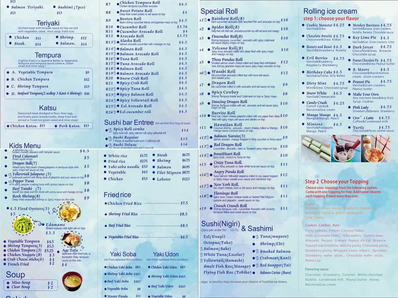 Three Pandas Menu