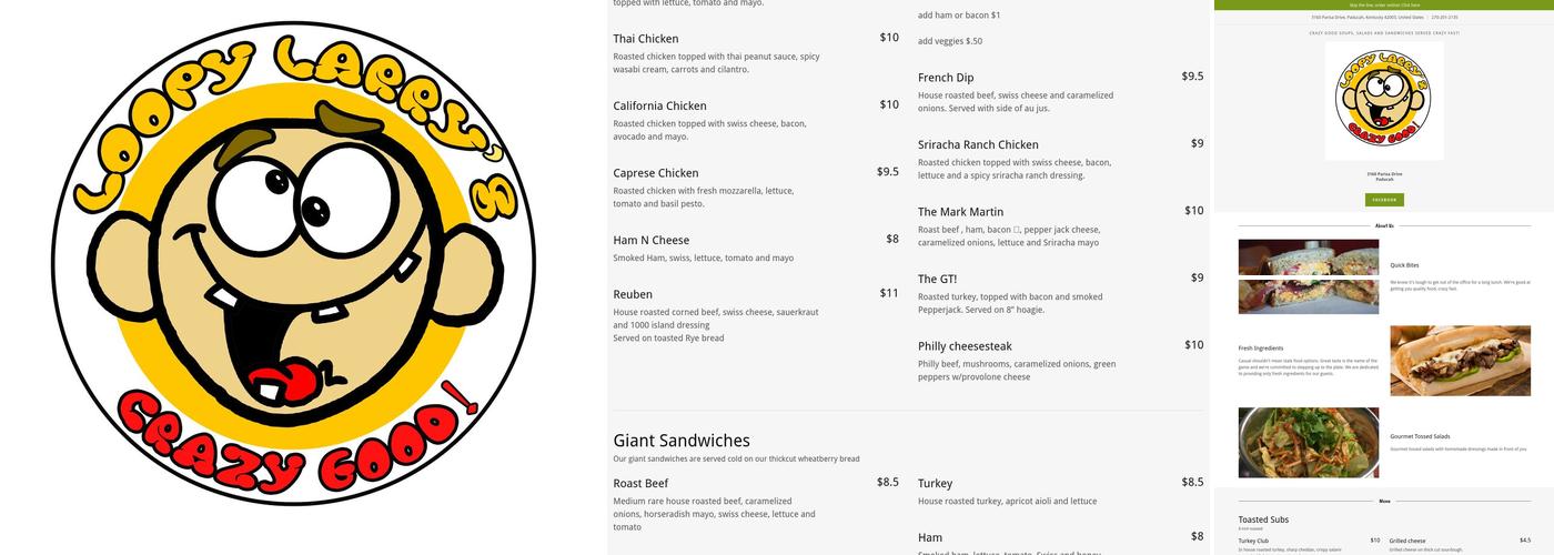 Loopy Larry's Menu
