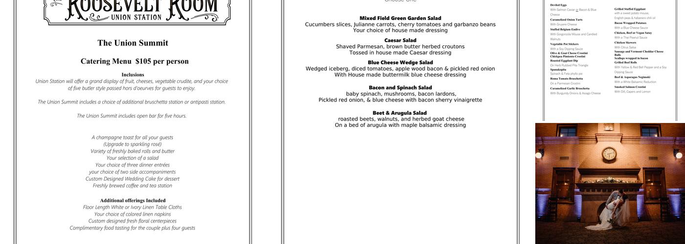 Union Station Banquets Menu