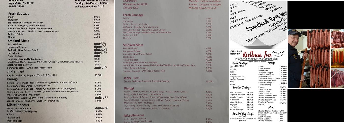 Kielbasa Joes Menu