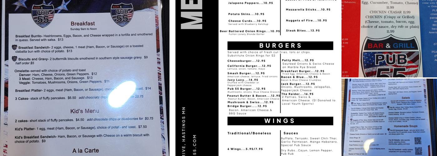 Pub 55 Menu