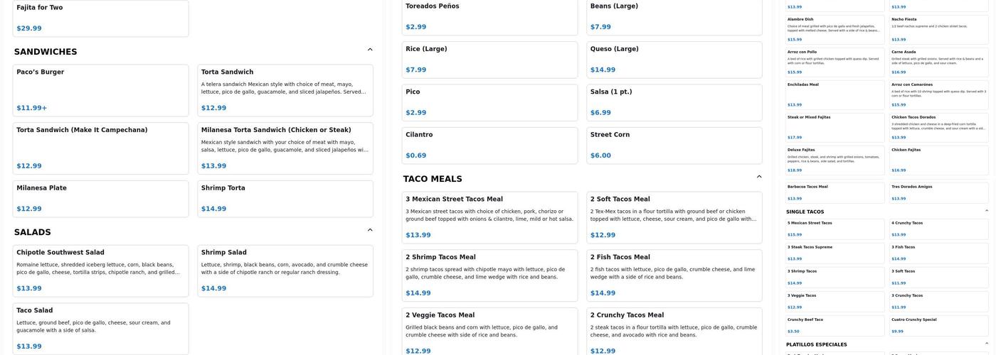 Rosy's Cakes And Paco's Tacos Menu