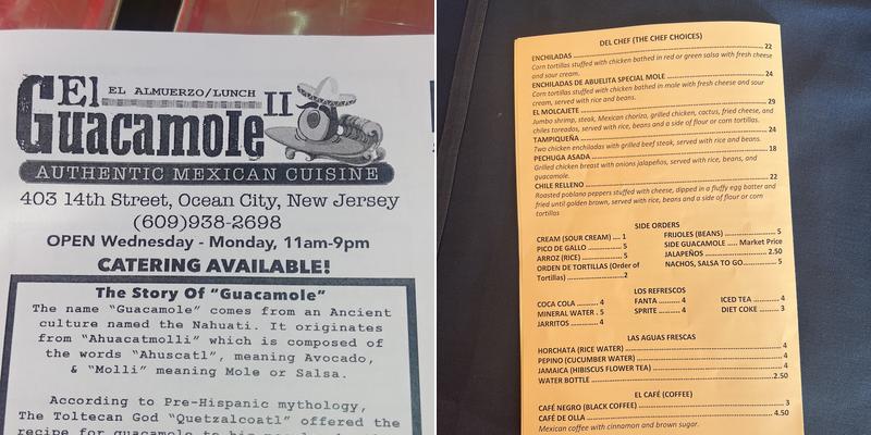 El Guacamole Menu