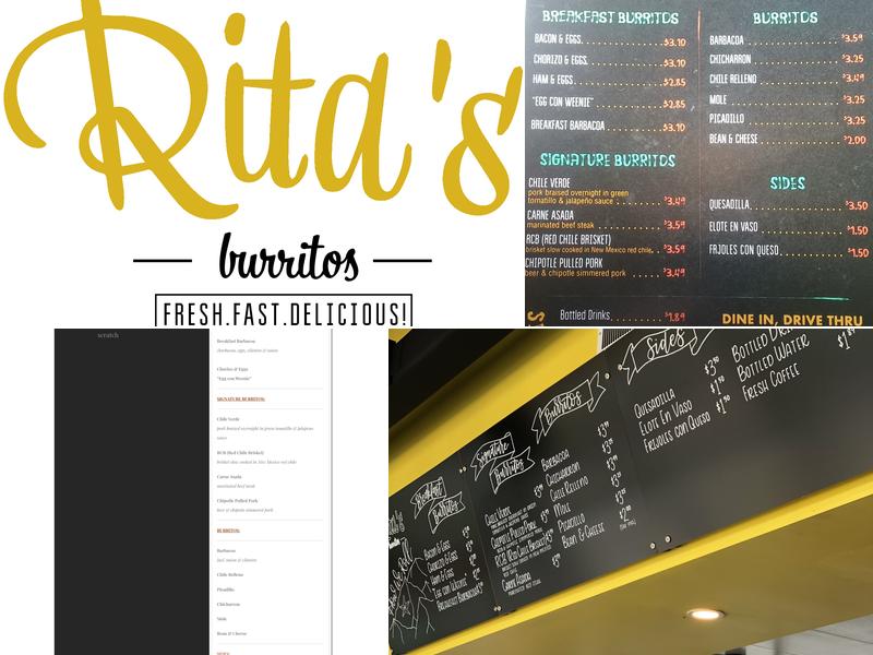 Rita's Burritos Menu