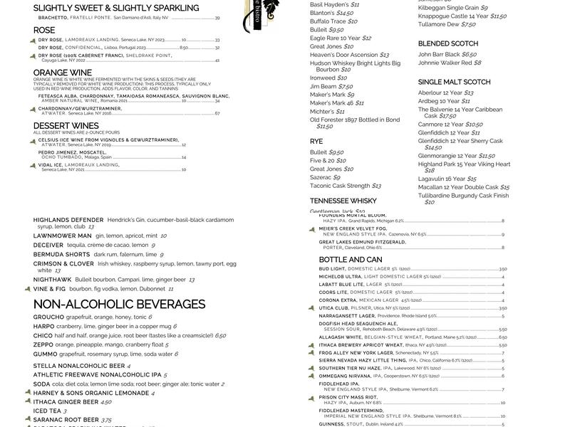 Vine & Fig Menu