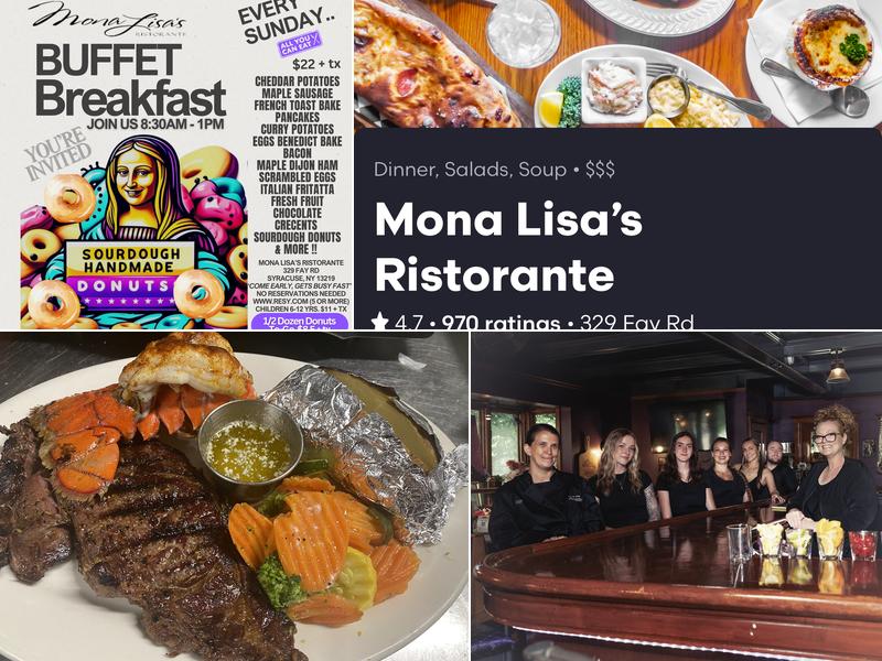 Mona Lisas Ristorante Menu