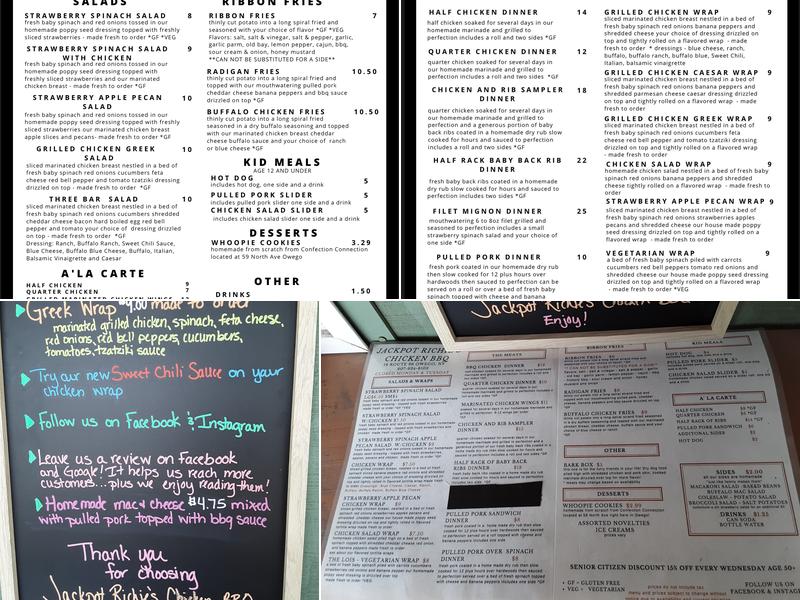 Jackpot Richie's Menu