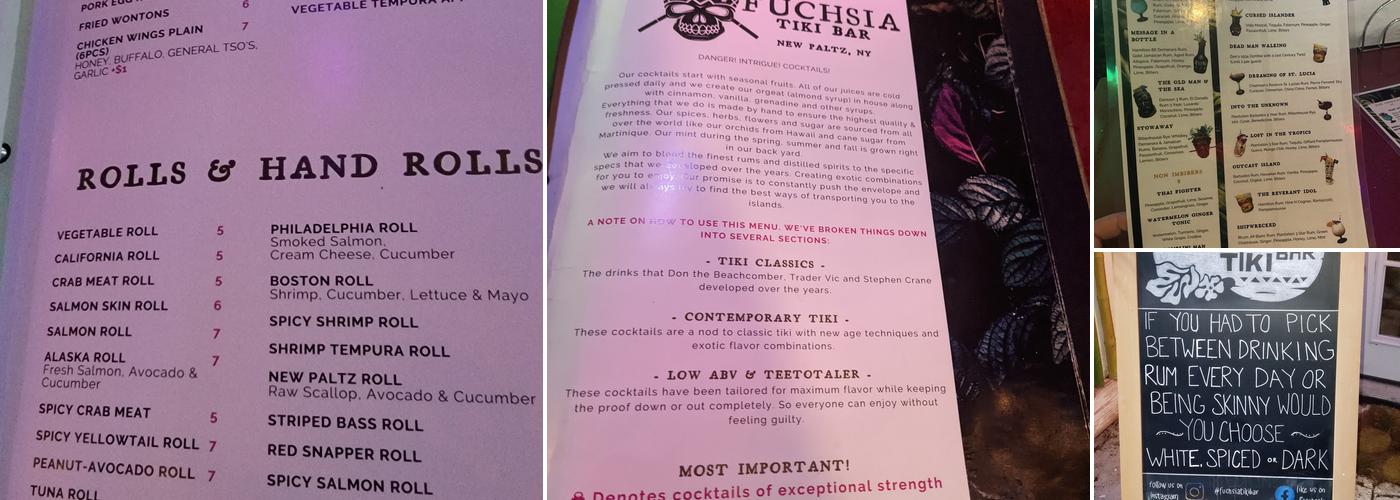 Fuchsia Tiki Bar Menu