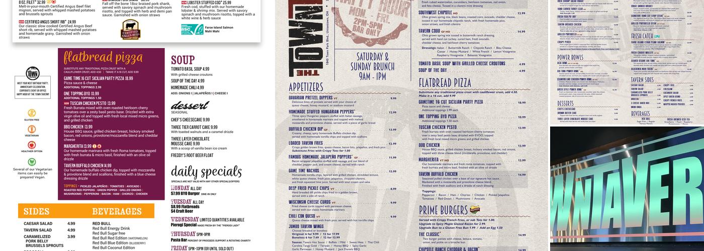The Town Tavern Menu