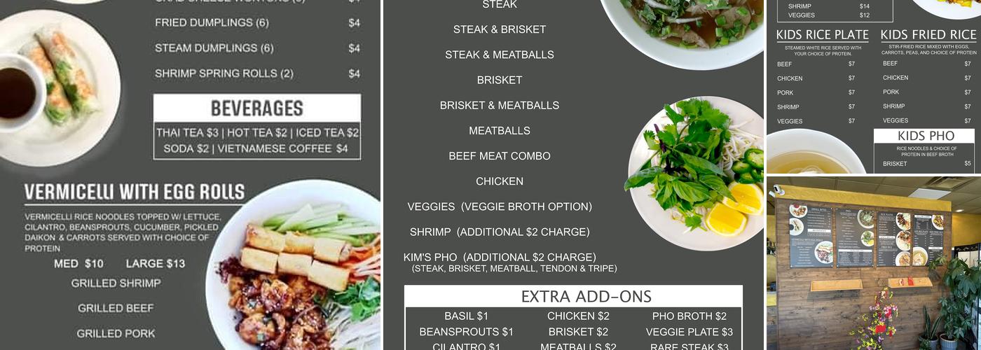 Kim’s Pho Menu