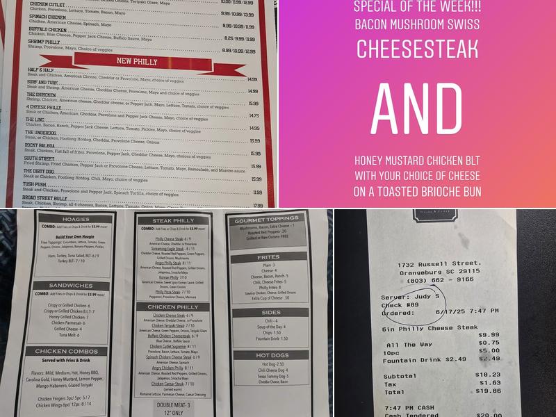 Philly Special Menu