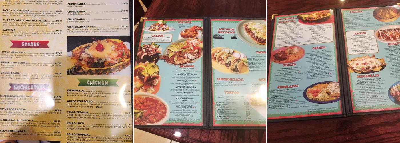 El Tequila Menu