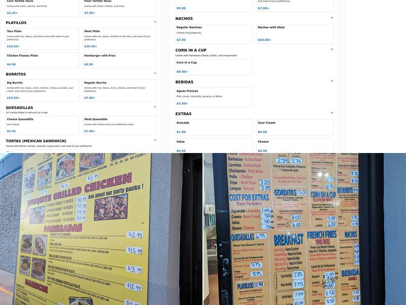 Taqueria Cuauhtemoc Menu