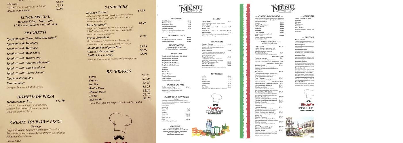 Luigi's Italian Restaurant Menu