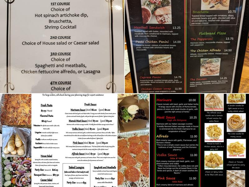 Walla Walla Pasta Factory Menu