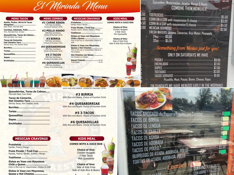 El Mirinda Menu