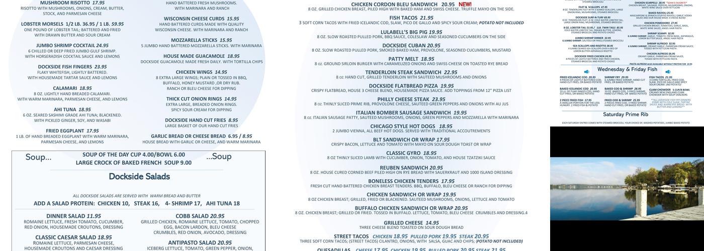 Lulabell’s Dockside Menu