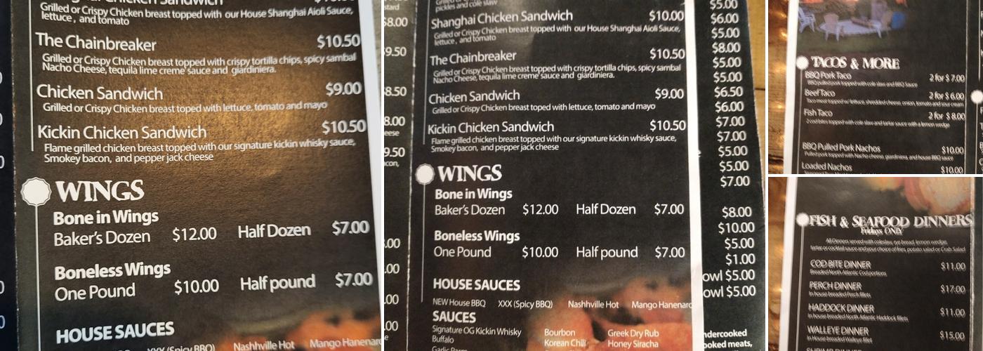 Whisky D's Menu