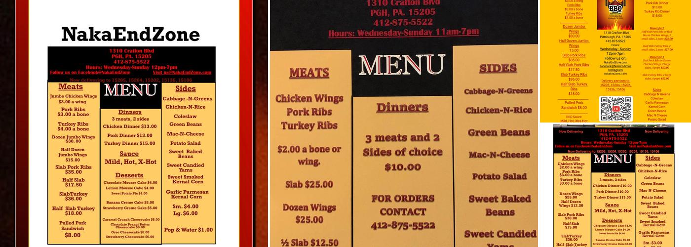 NakaEndZone BBQ Menu