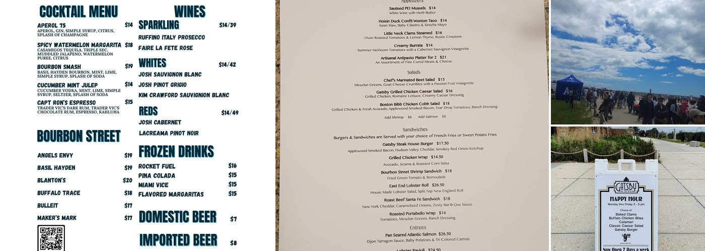 Gatsby On The Ocean Menu