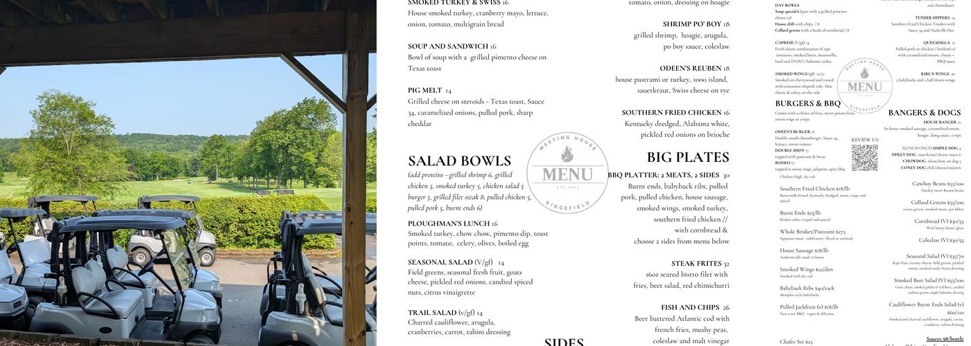 Odeens BBQ Ridgefield Golf Course Menu