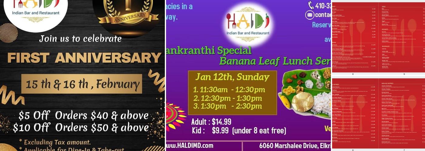 Haldi Indian Bar and Restaurant Menu