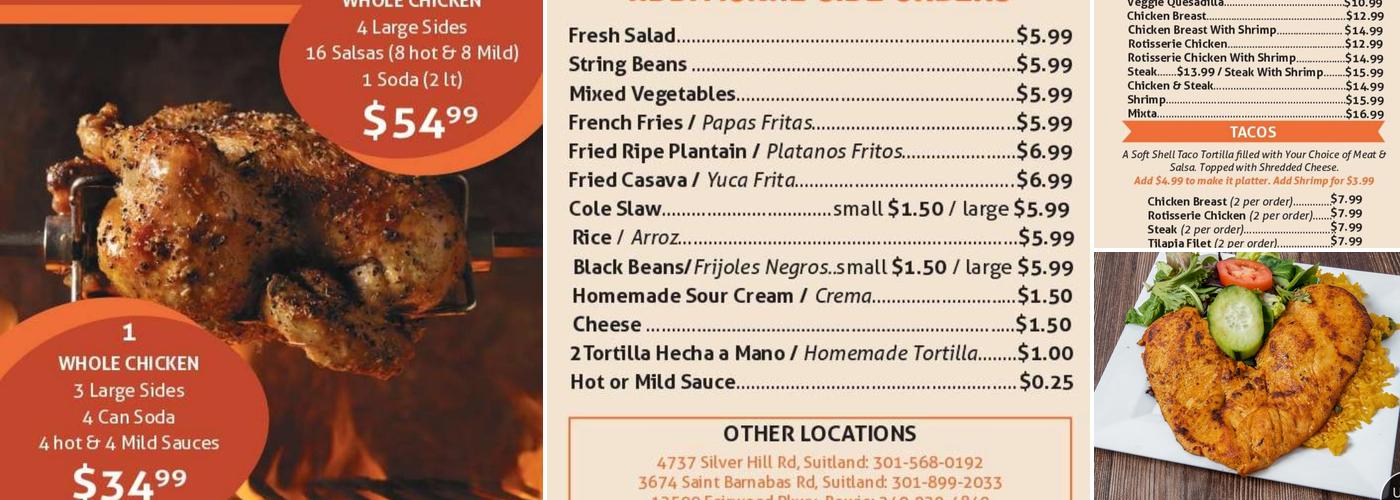 Silvestre Chicken Menu