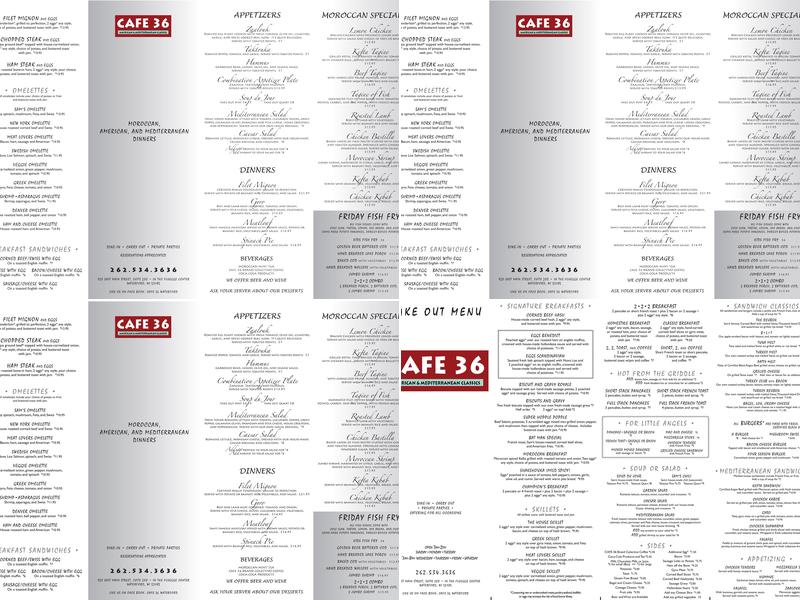 Cafe 36 Menu