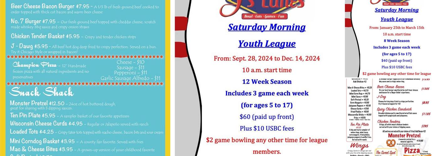 J's Lanes Menu