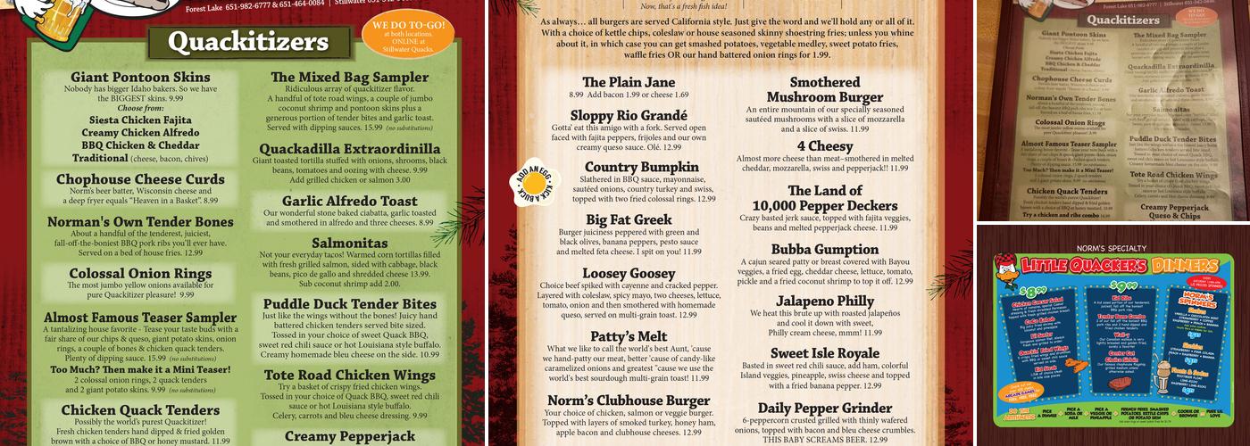 Norman Quack's Chophouse (Stillwater) Menu
