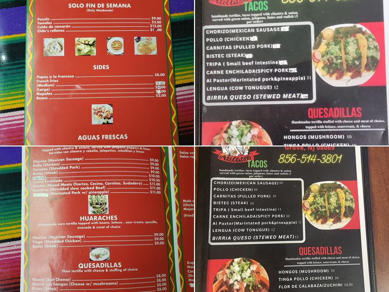 Atilano’s Tacos Menu