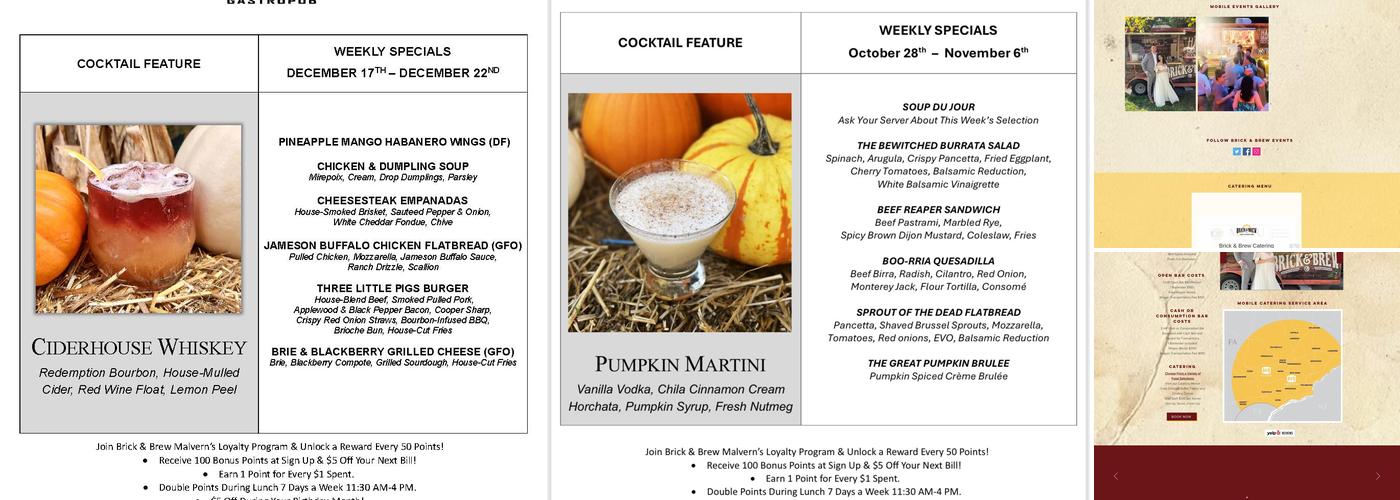 Brick & Brew Menu