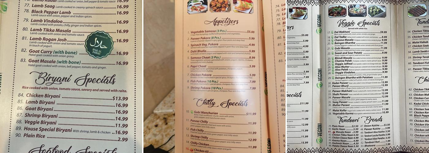 1st Indian Kitchen Menu