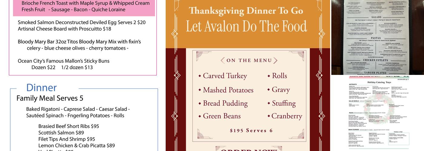Avalon Bistro Menu