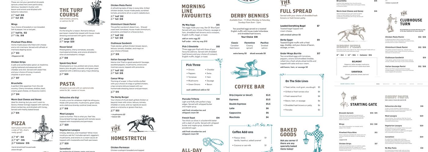 The Derby Bar and Grill Menu