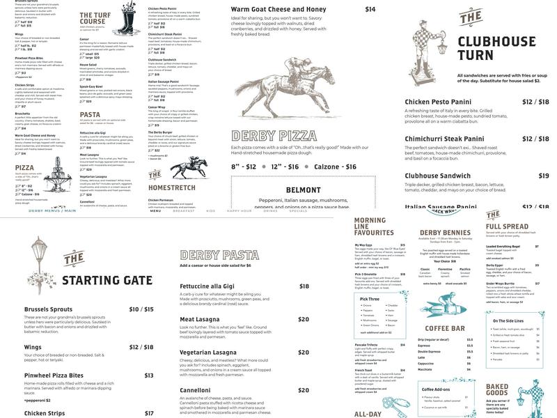 The Derby Bar and Grill Menu