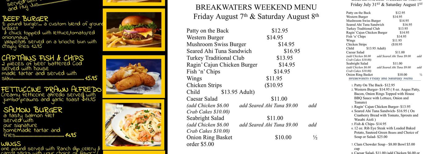 Breakwaters Bar & Grill Menu