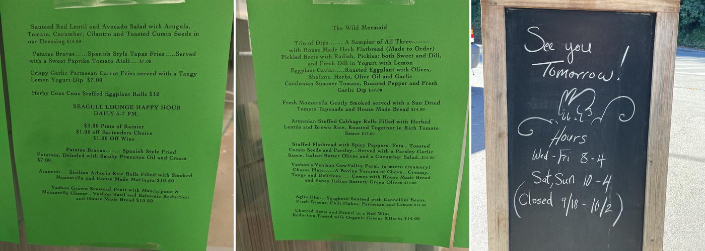 Wild Mermaid Menu