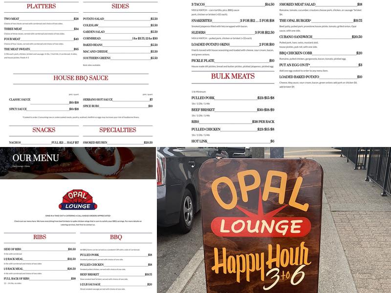 Opal Lounge Menu