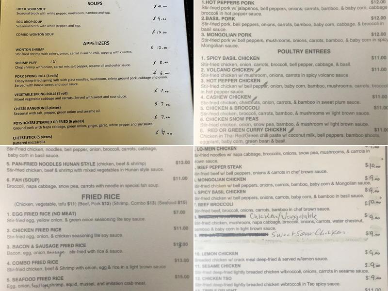 Natalia Thai, Chinese & Fah Menu