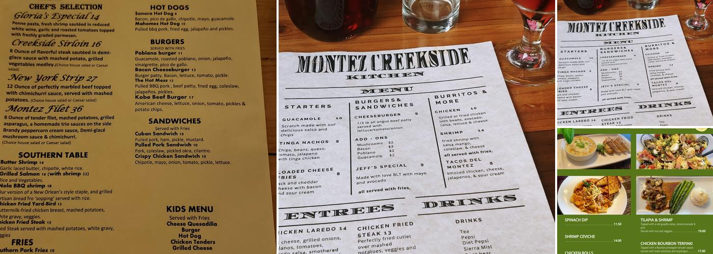 Montez Creekside Kitchen Menu