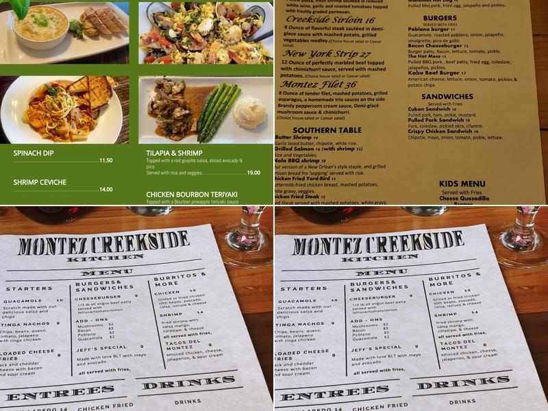 Montez Creekside Kitchen Menu