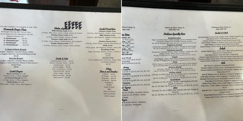 Firehouse Pizza Menu