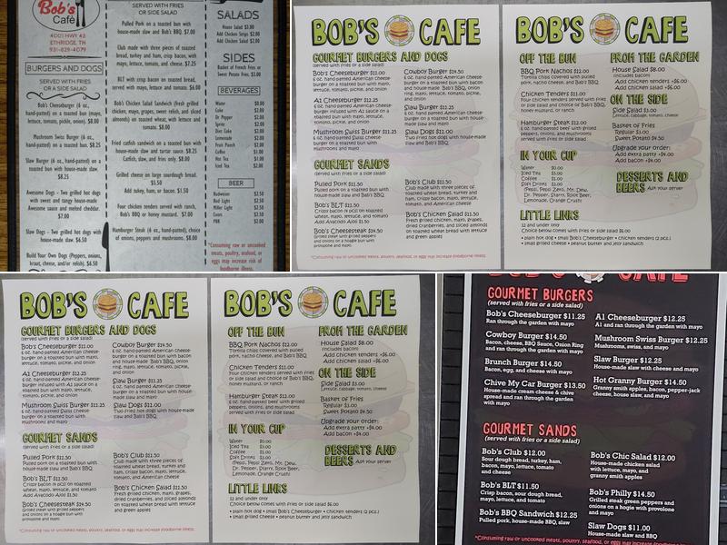 Bob’s Café Menu