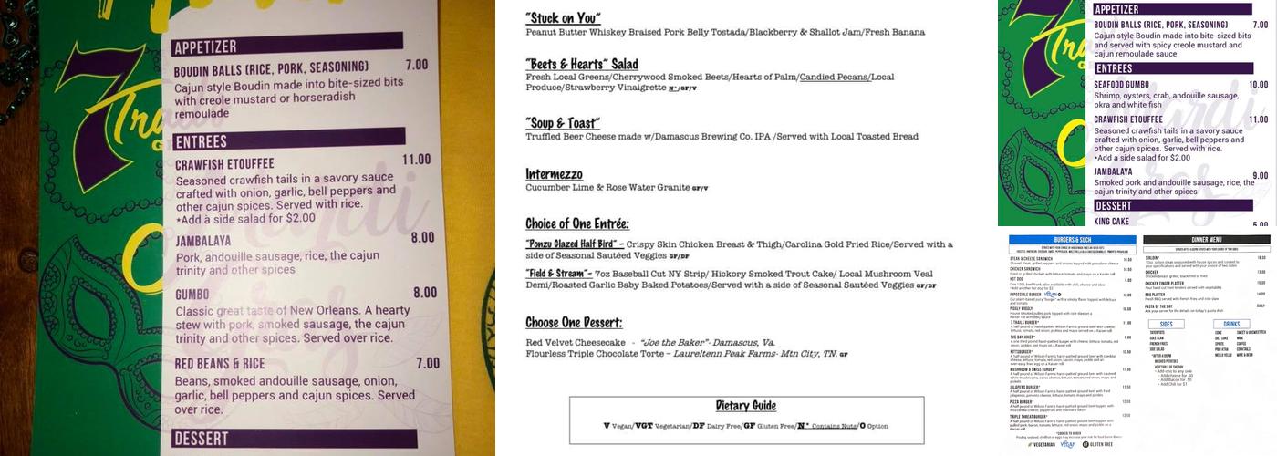7 Trails Grill Menu