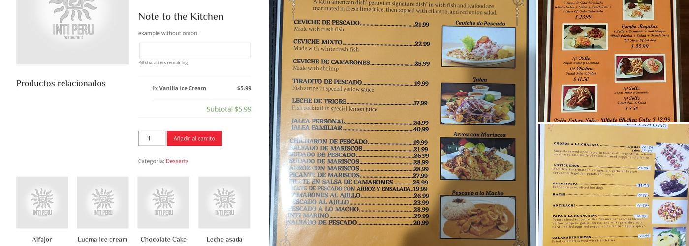 Inti Peru Menu