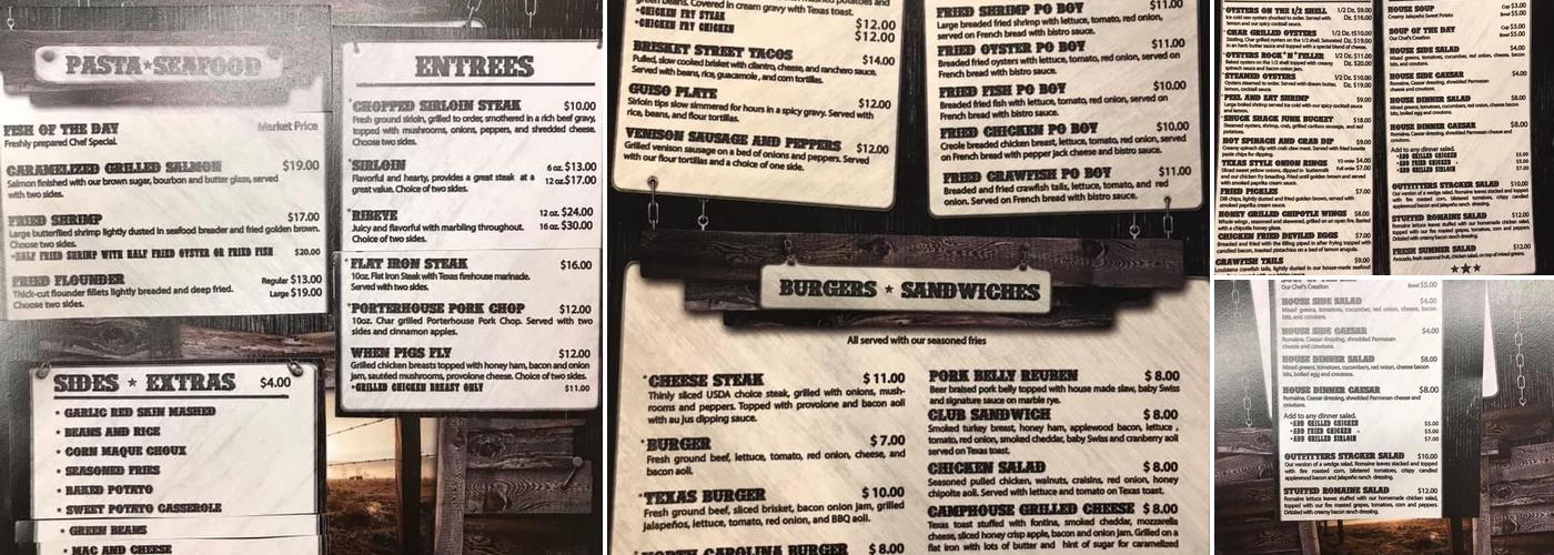 Outfitters Mercantile Menu