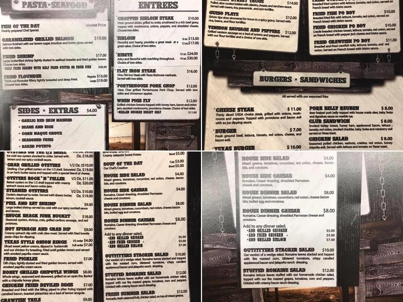 Outfitters Mercantile Menu