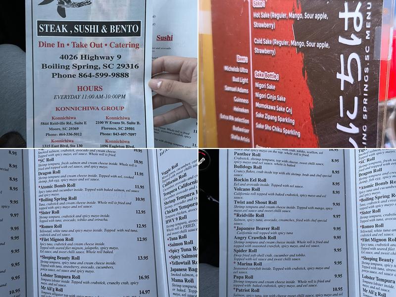 Konnichiwa bento,sushi & grill Menu