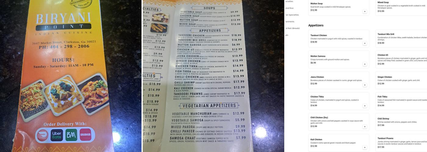 Biryani Point Menu